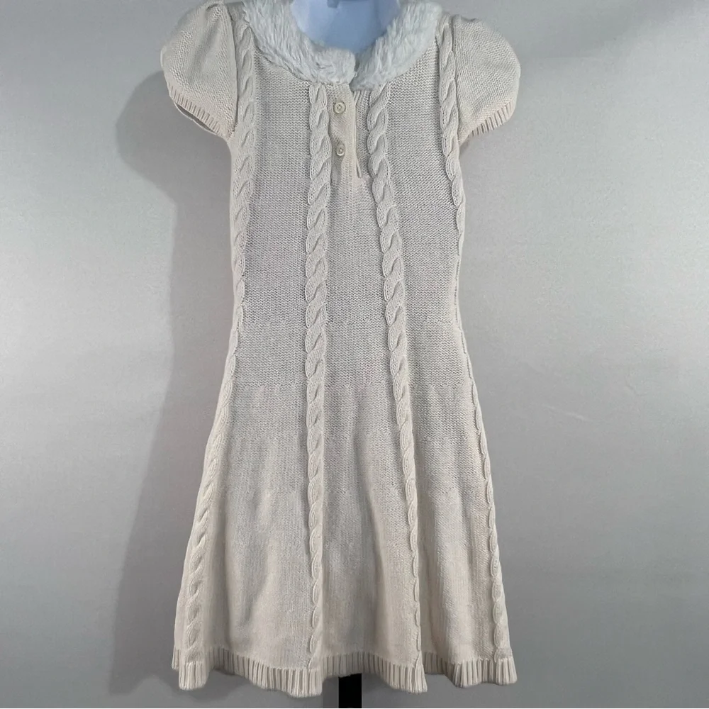 The children's place 5T sweater dress, faux fur trimmed